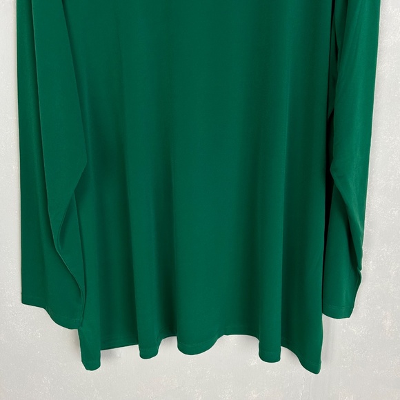 Susan Graver Modern Essentials plus size 3X long sleeve top green liquid knit - Picture 7 of 10